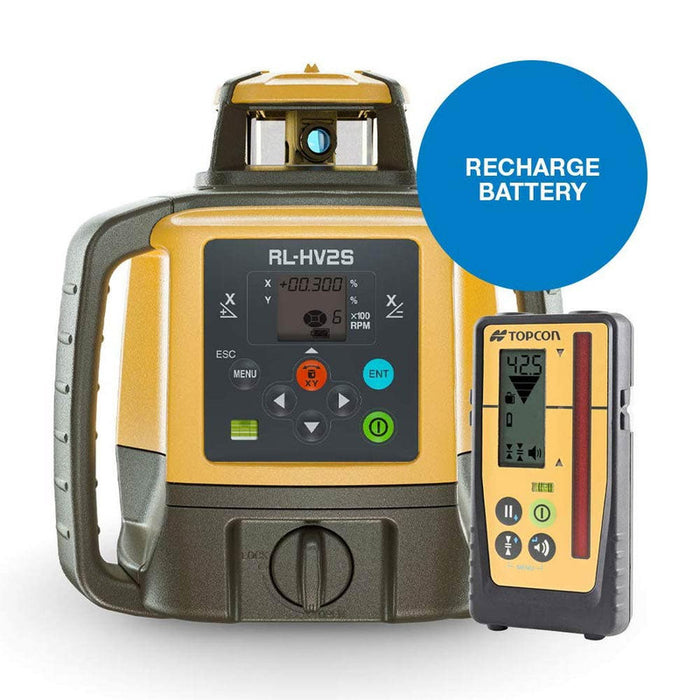 Topcon RL-HV2S Dual Grade Rotating Laser - Rechargeable PREMIUM with LS100D Receiver - 1051612-02