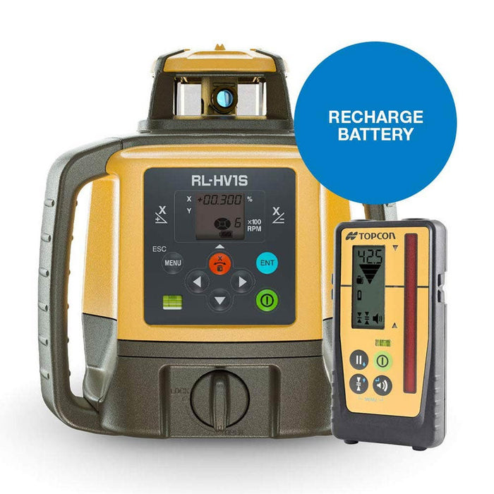 Topcon RL-HV1S Single Grade Rotating Laser - Rechargeable PREMIUM with LS100D Receiver - 1051612-09