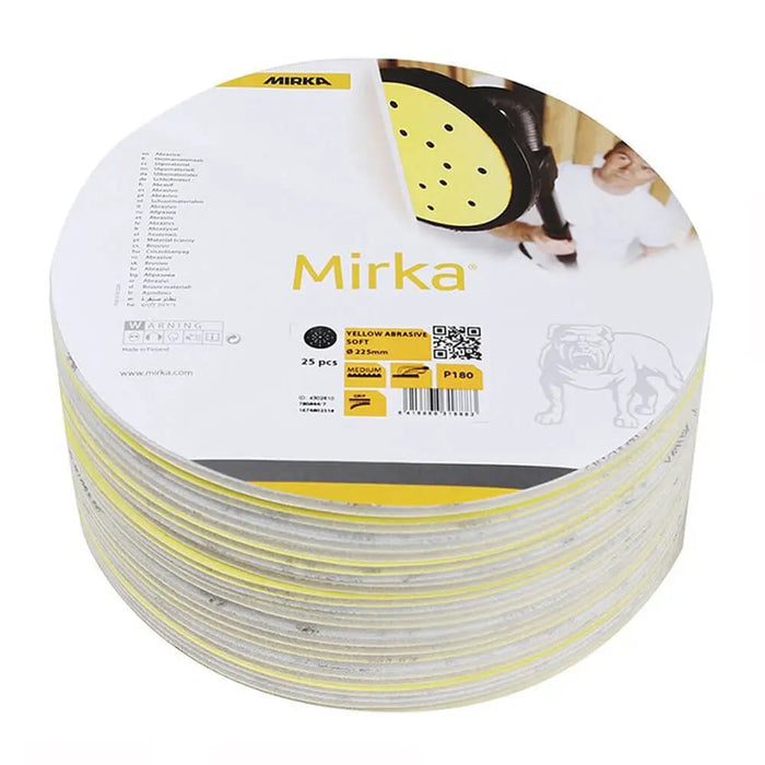 Mirka 225mm 27H Yellow Abrasive Soft Grip 25 Pack