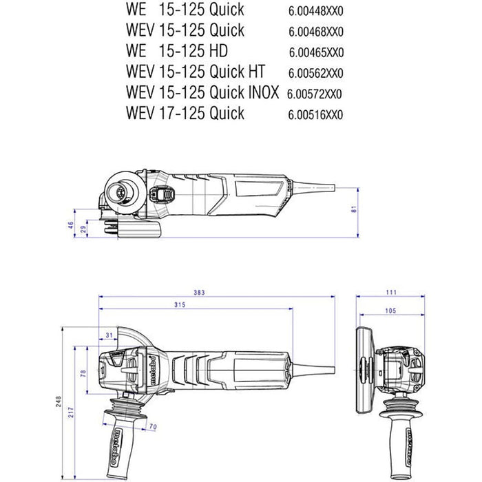 Metabo WE 15-125 QUICK Angle Grinder 600448190