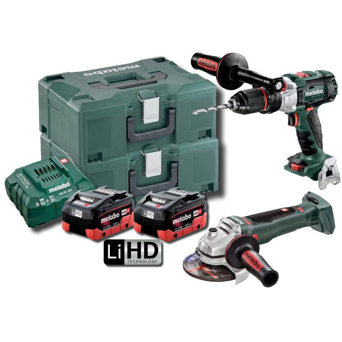 Metabo 2 PCE LiHD Impact Drill Grinder Combo Kit AU68902155 - SB WB BL M HD 5.5