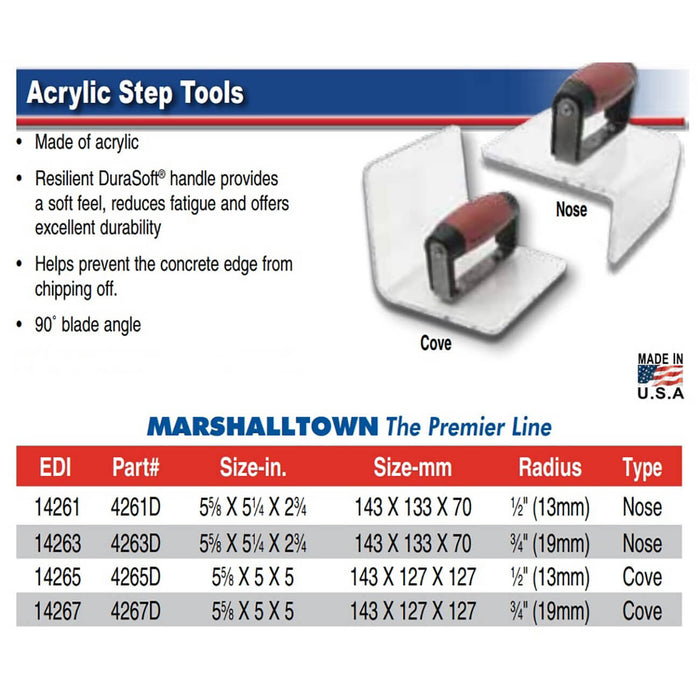 Marshalltown Cove Step Tool 143 x 127 x 127mm Acrylic Blade 90 Degrees 13mm Radius - 14265