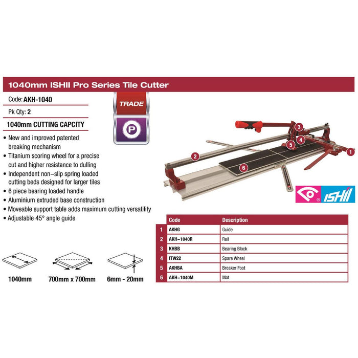 Ishii 1040mm Pro Tile Cutter Akh-1040