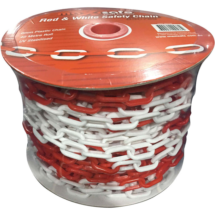 Maxisafe Heavy Duty 6mm Red & White Plastic Safety Chain BSC789