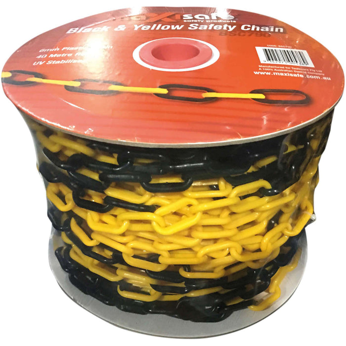 Maxisafe Heavy Duty 6mm Black & Yellow Plastic Safety Chain BSC790