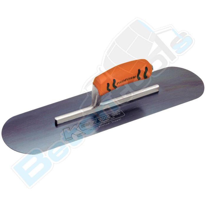 Kraft 10" x 3" Blue Steel Pool Trowel with a ProForm Handle on a Short Shank CF274BPF