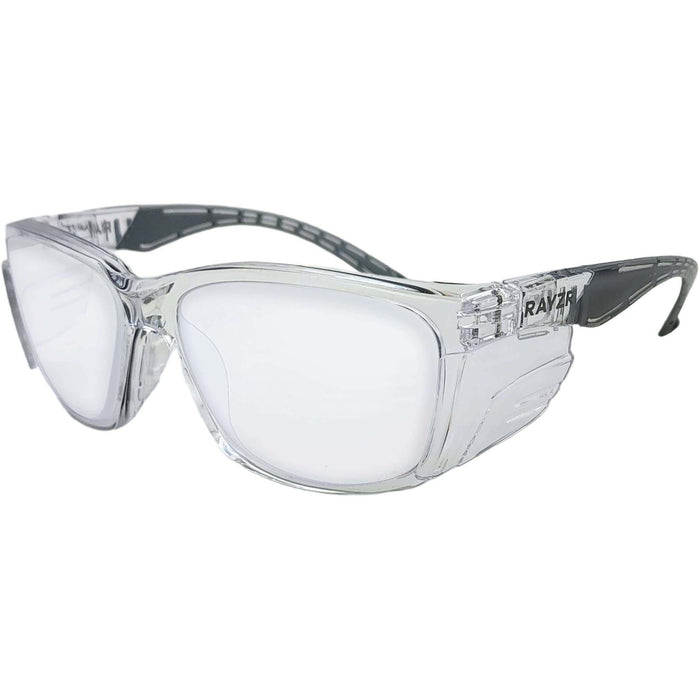 Maxisafe Rayzr Safety Glasses with microfibre bag - Clear Frame with Clear Lens - ERZ383