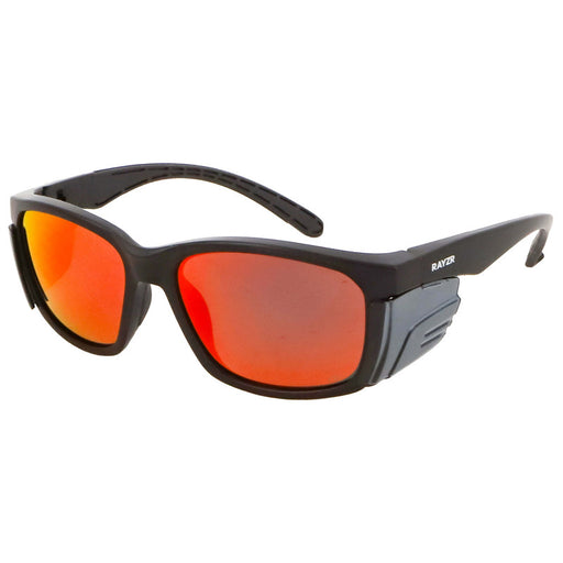 Maxisafe Rayzr Safety Glasses - Matta Black Frame with Red Mirror UV400 Polarised