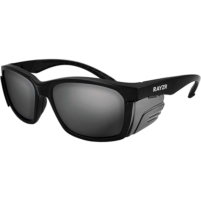 Maxisafe Rayzr Safety Glasses with microfibre bag - Black Frame with Smoke Lens - ERZ396