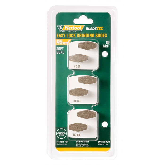 Flextool BladeTec Hard Concrete Diamond Segment Easy Lock Grinding Shoes - White - 3 Pack