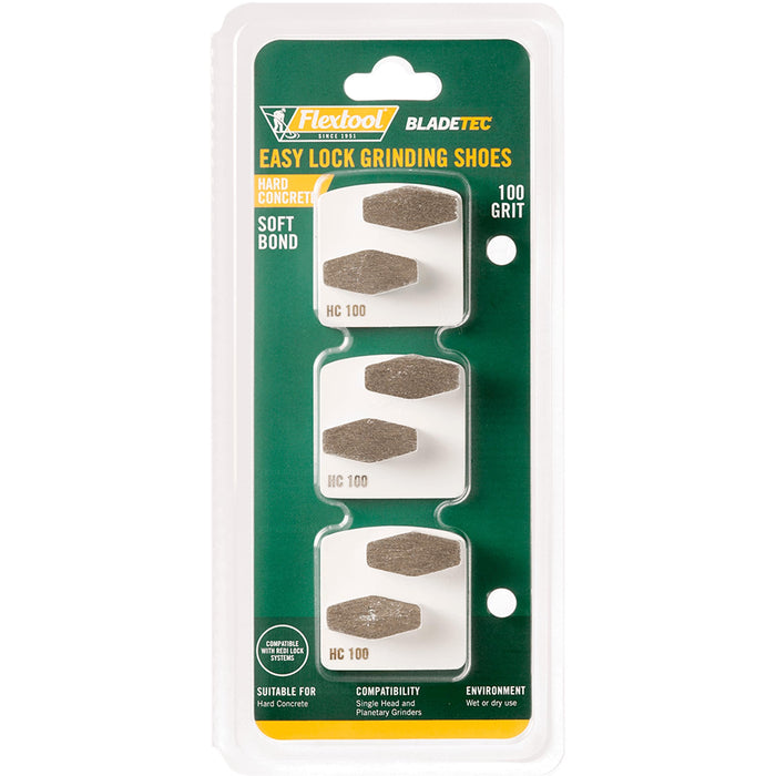 Flextool BladeTec Hard Concrete Diamond Segment Easy Lock Grinding Shoes - White - 3 Pack