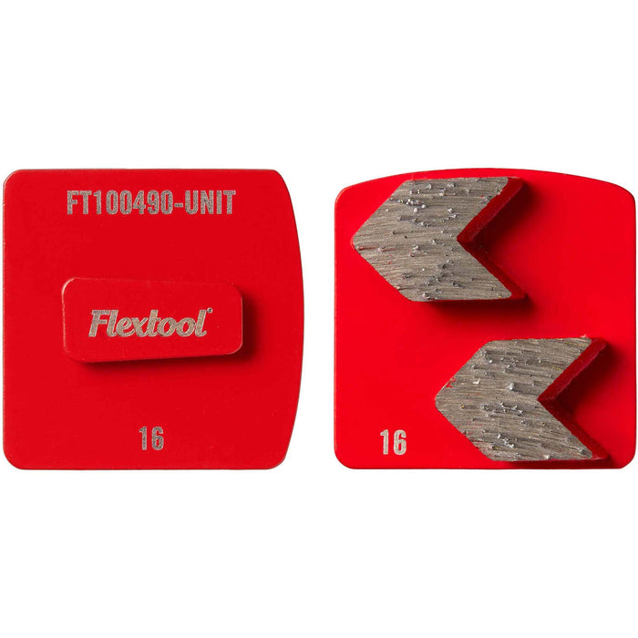 Flextool BladeTec 16 Grit Thin Coatings (Paint, Sealant) Diamond Arrow Segment Easy Lock Grinding Shoes - Red - 3 Pack