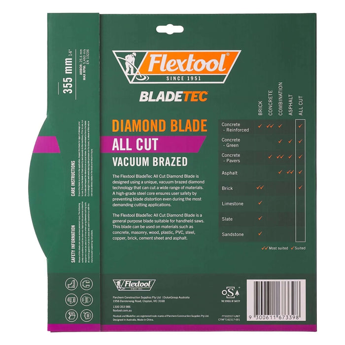 Flextool BladeTec Diamond Blade - All Cut 355 mm - FT102317-UNIT