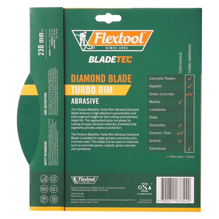 Flextool Turbo Rim Abrasive BladeTec Diamond Blade - FT102322-UNIT