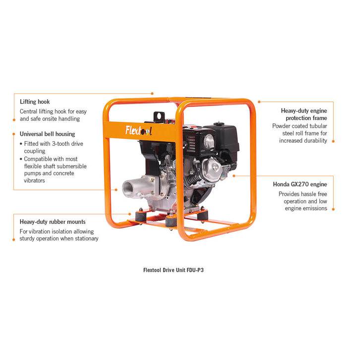 Flextool Drive Unit Petrol 9hp Heavy Duty FDU-P3 FT201799-UNIT