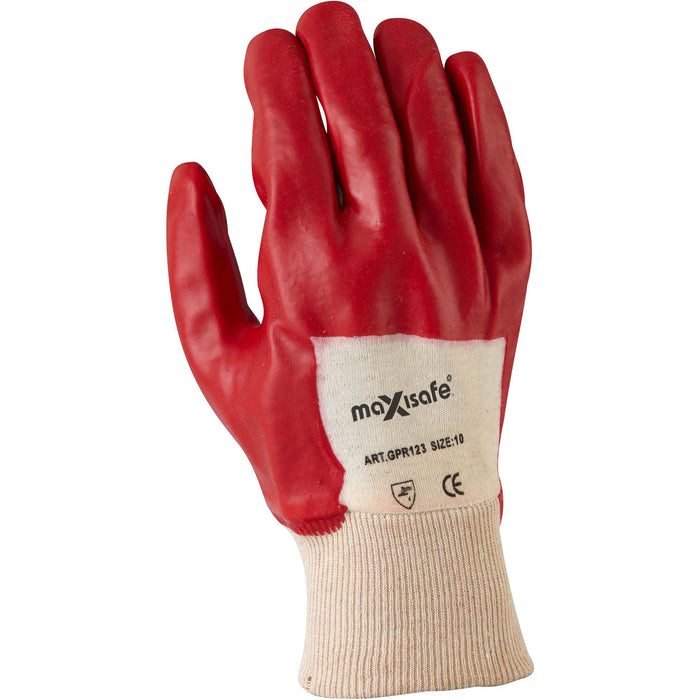 Maxisafe Red PVC with Knitted Wrist GPR123