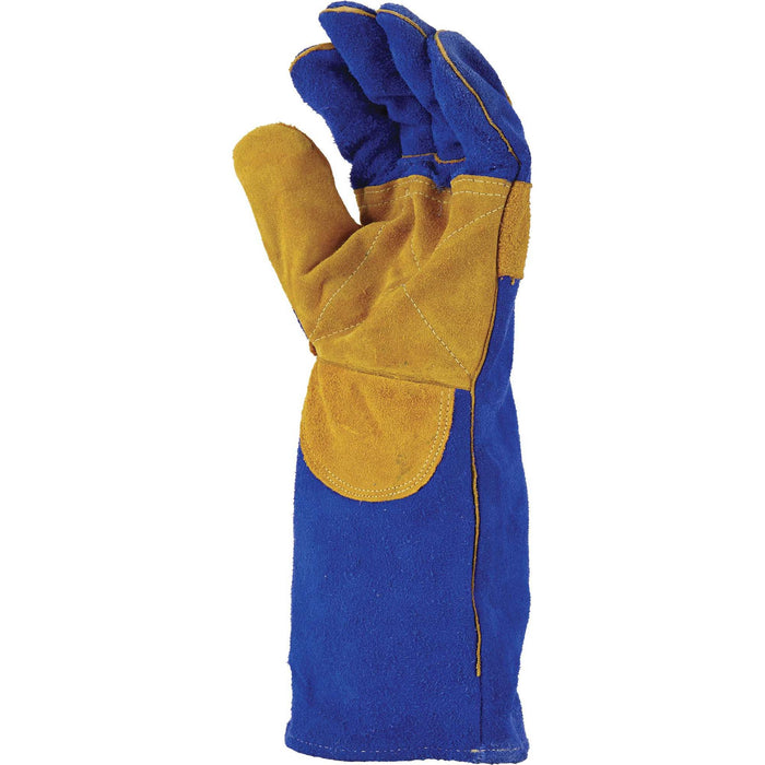 Maxisafe 40cm Blue Flame Welders Yellow Reinforced Palm Gloves GWY175