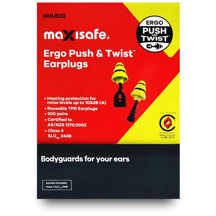 Maxisafe Ergo Push & Twist Uncorded Earplug with handle - HHU632