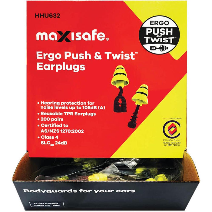 Maxisafe Ergo Push & Twist Uncorded Earplug with handle - HHU632