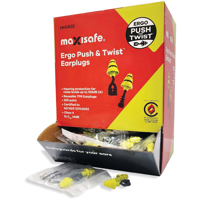 Maxisafe Ergo Push & Twist Uncorded Earplug with handle - HHU632