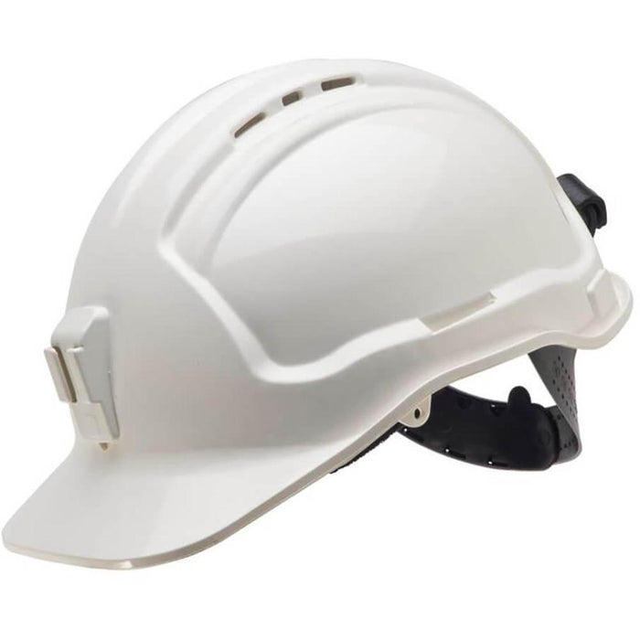 Maxisafe Tuffgard Vented Hard Hat with Sliplock Harness and Plastic Lamp Bracket  - HTG57PL-WH