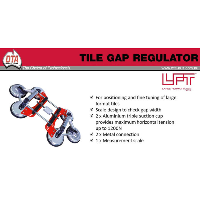 DTA Tile Gap Regulator For Large Format Tiles Includes 2 X Alum Suction Cups - LFTGR