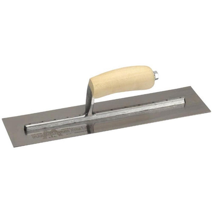 Marshalltown 356mm X 121mm Bright Stainless Steel Finishing Curved Timber Handle Trowel MTMXS73SSH - 11502