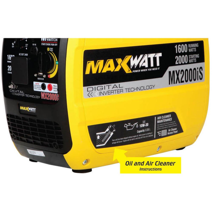 MaxWatt 2000W Pure Sine Wave Digital Inverter Generator MX2000IS