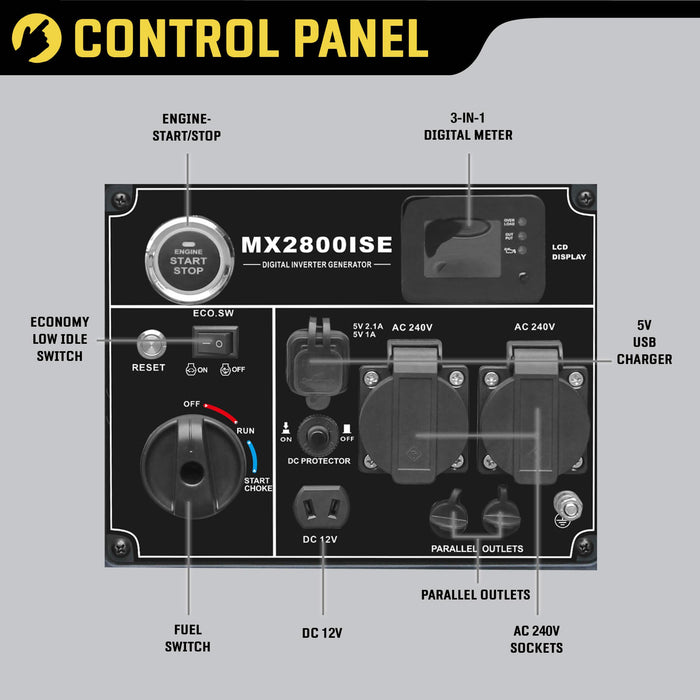 MAXWATT 2800W Pure Sine Digital Inverter Generator - MX2800ISE