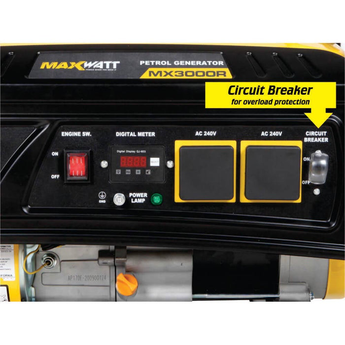 MaxWatt 3.5kVA Petrol Generator Recoil Start MX3000R