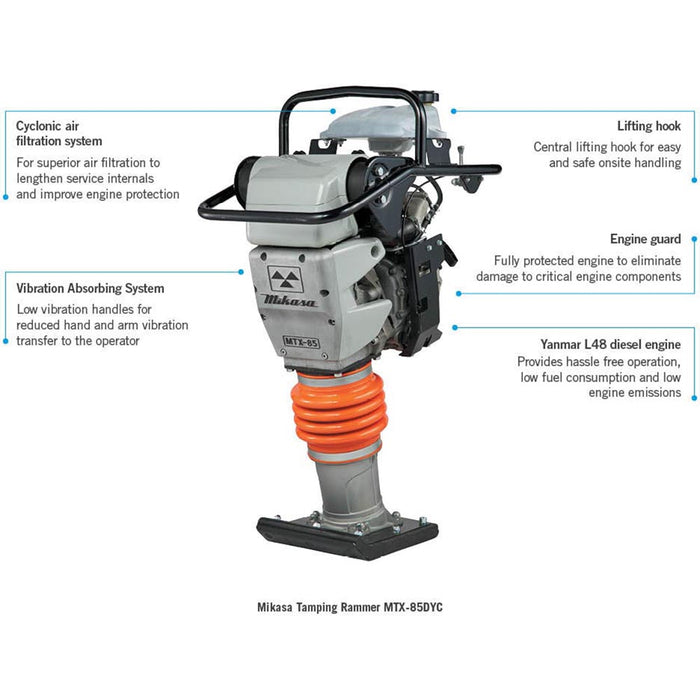 Mikasa Tamping Rammer Diesel 93kg - MTX-85DYC FT285DYC-UNIT