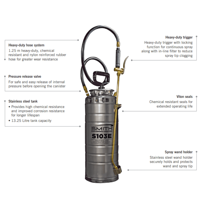 Smith Performance S103E 13.25 Litre Stainless Steel Concrete Sprayer