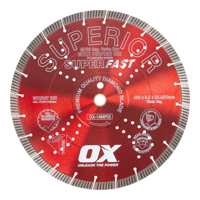 OX Diamond Blade Guaranteed to cut all Construction Products and Fast Cutting