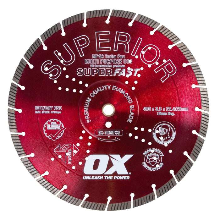 OX Diamond Blade Guaranteed to cut all Construction Products and Fast Cutting