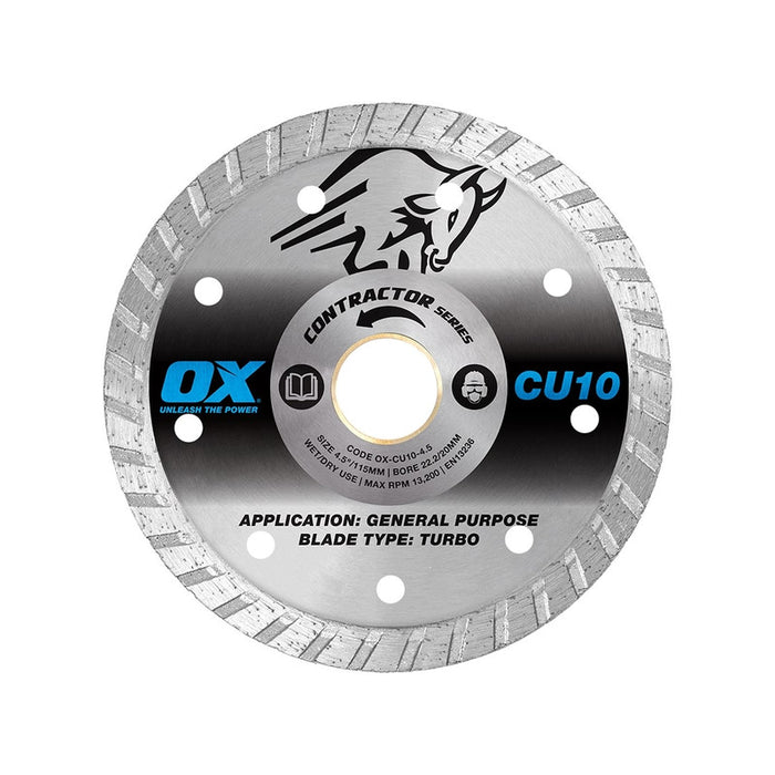 OX 115mm Contractor Turbo Diamond Blade For General Purpose