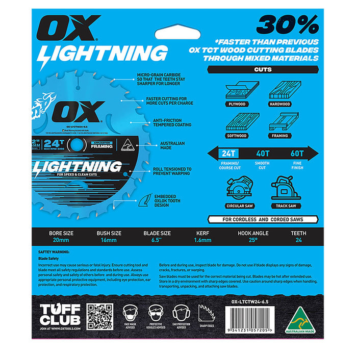 OX Pro 24-Tooth Lightning 6-1/2-Inch Circular Saw Blade