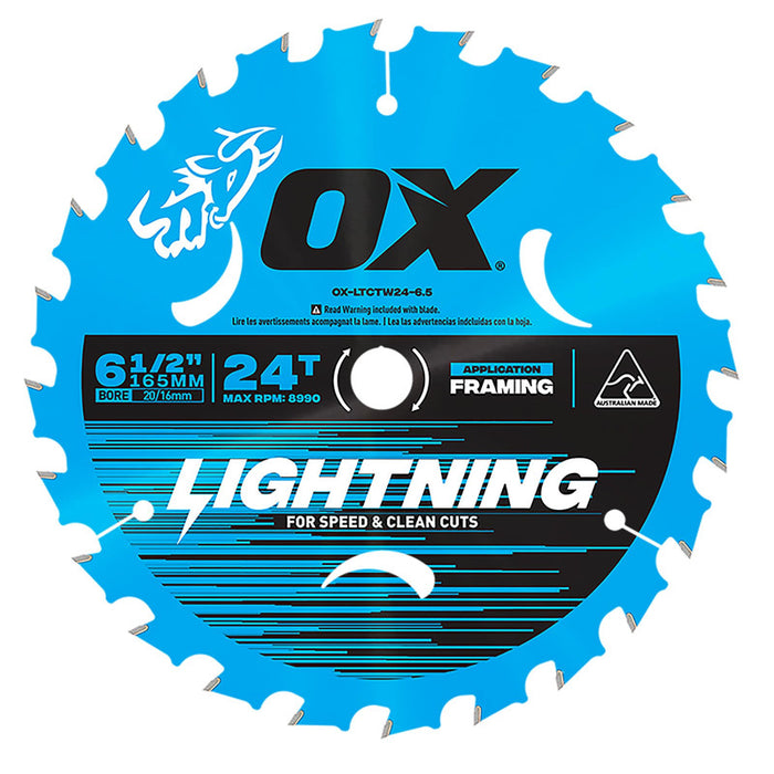 OX Pro 24-Tooth Lightning 6-1/2-Inch Circular Saw Blade