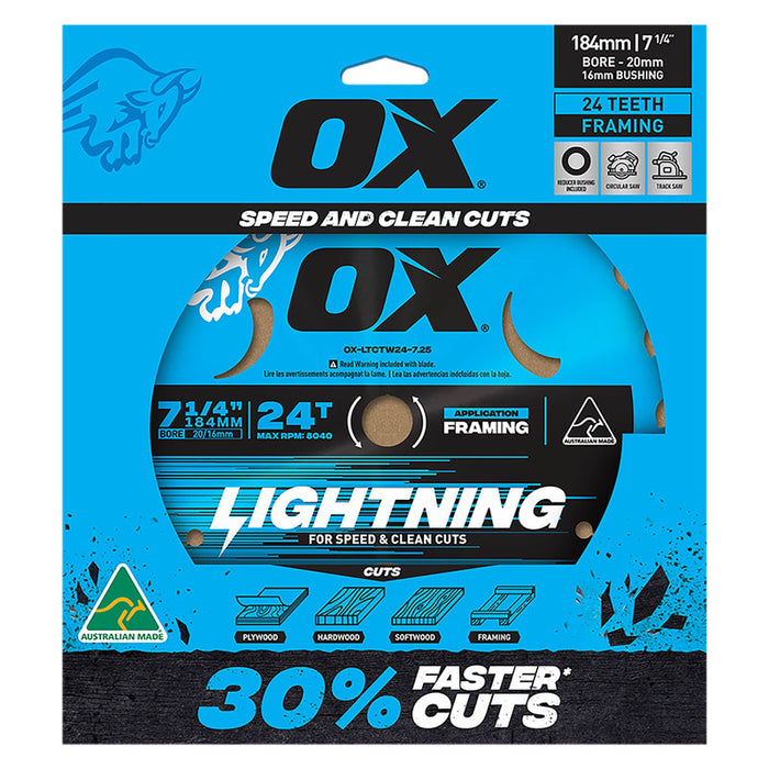 OX Pro 24-Tooth Lightning 7-1/4-Inch Circular Saw Blade