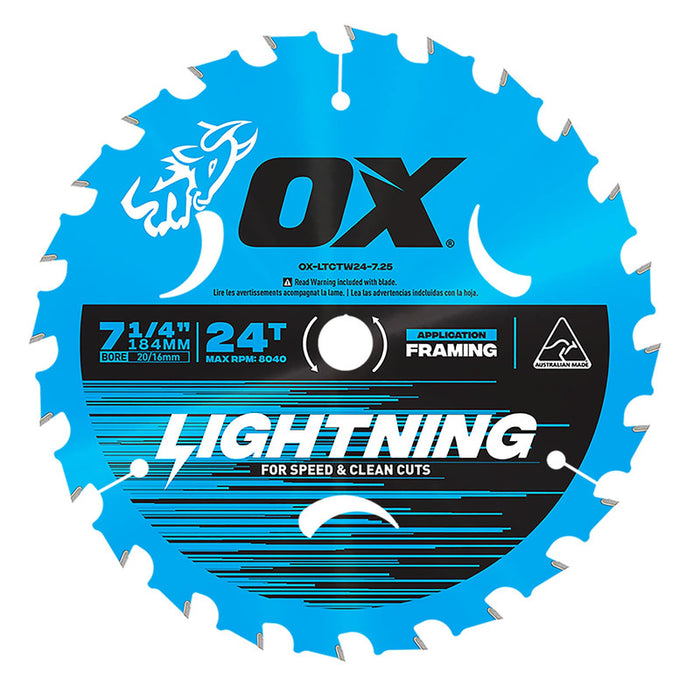 OX Pro 24-Tooth Lightning 7-1/4-Inch Circular Saw Blade