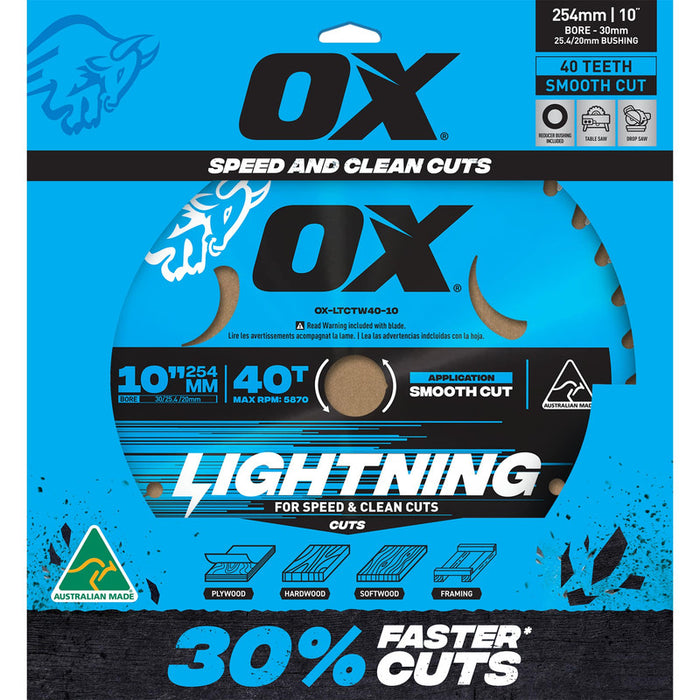 OX Pro 40-Tooth Lightning 10-Inch Circular Saw Blade