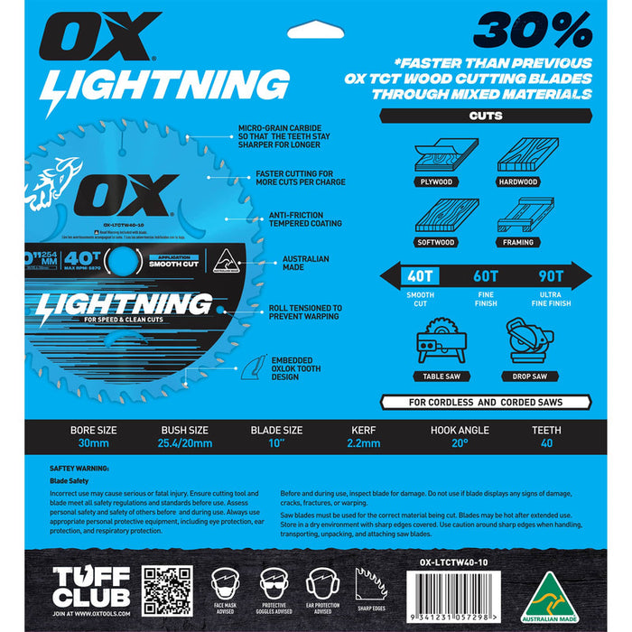 OX Pro 40-Tooth Lightning 10-Inch Circular Saw Blade