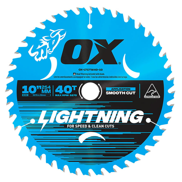 OX Pro 40-Tooth Lightning 10-Inch Circular Saw Blade