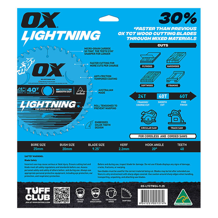 OX Pro 40-Tooth Lightning 9-1/4-Inch Circular Saw Blade