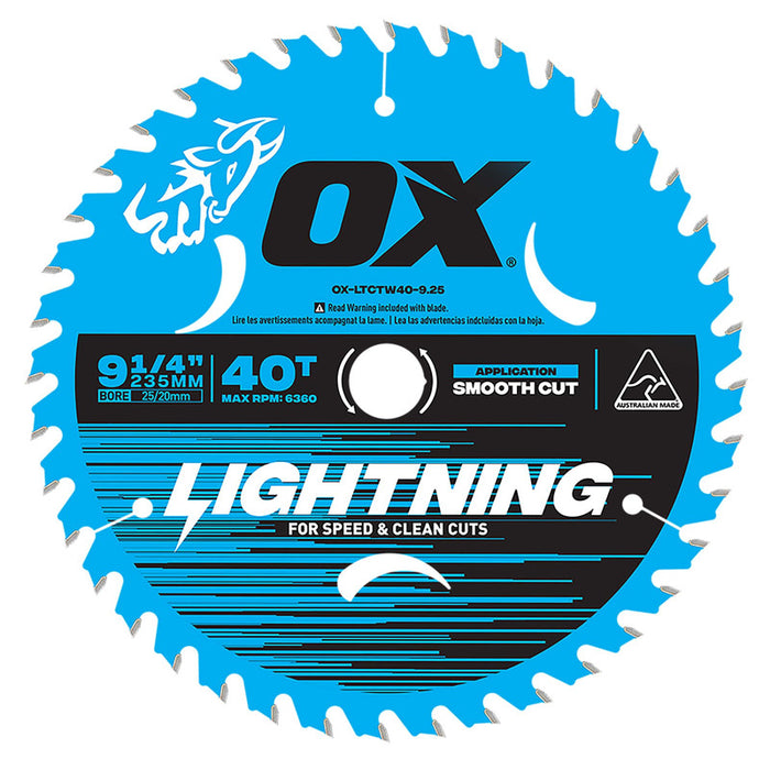 OX Pro 40-Tooth Lightning 9-1/4-Inch Circular Saw Blade