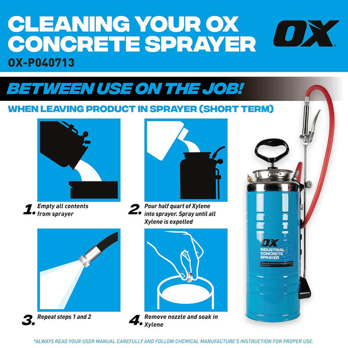 OX Stainless Steel Concrete Sealer Sprayer - 13.2L