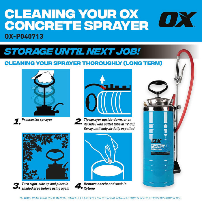 OX Stainless Steel Concrete Sealer Sprayer - 13.2L