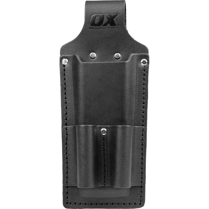 OX Trade Black Leather Dual Chisel & Nip Holder