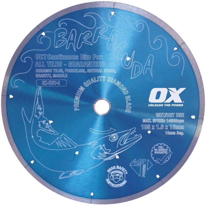 OX BARRACUDA OX-UCT-10 Continuous Tiling Rim Diamond Blade 10" 250mm