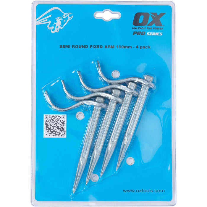 OX Professional Semi Round Dutch Pin, Fixed Arm - 4pk