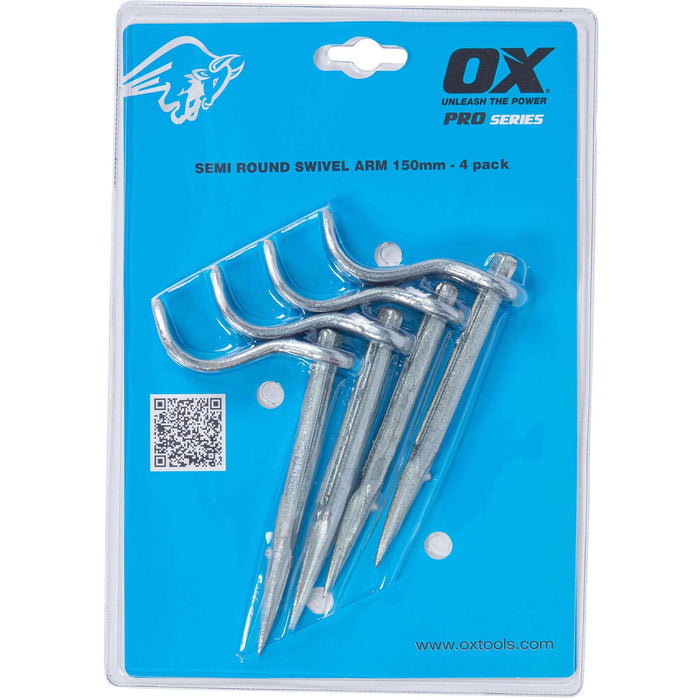 OX Professional Semi Round Dutch Pin, Swivel Arm - 4pk